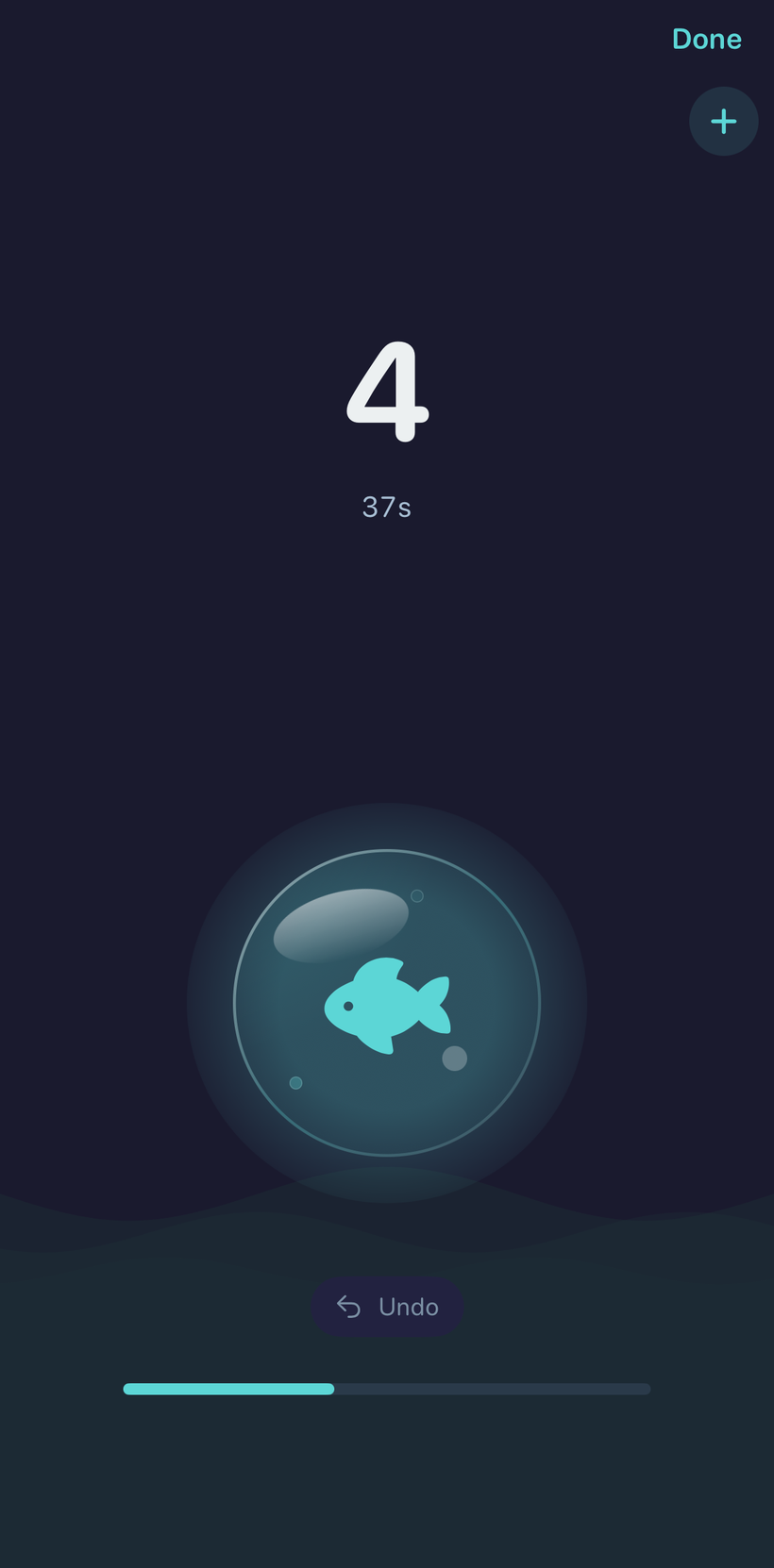 Guppy's kick counter glowing in dark mode